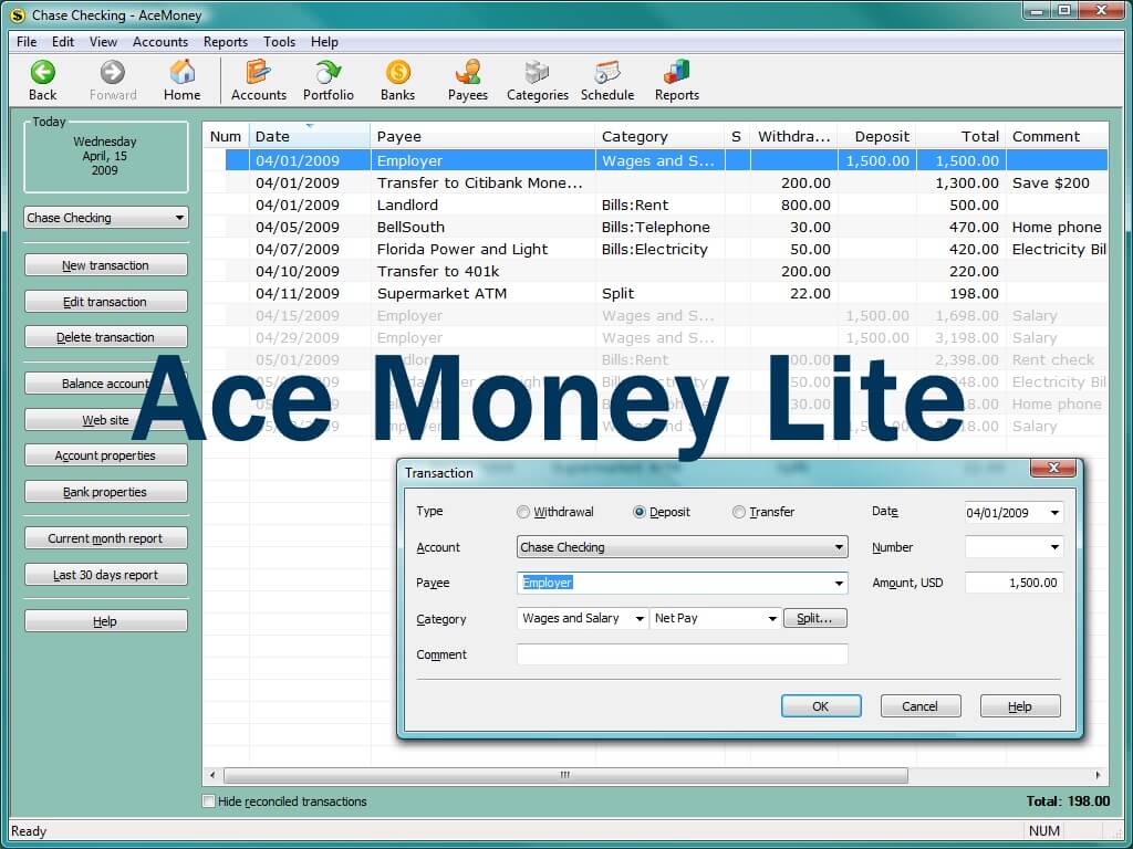 Personal accounting software